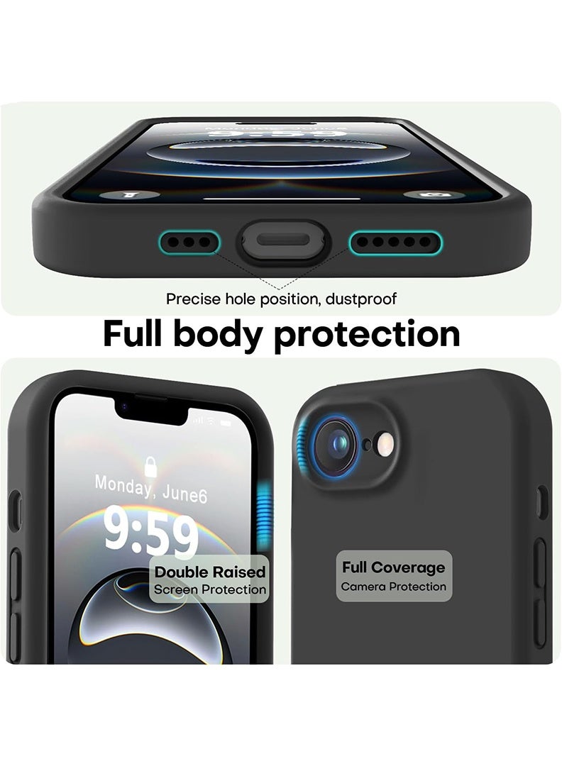 Case Up Compatible with Apple iPhone 16e 6.1 Inch Case, Soft & Premium Liquid Silicone [Anti-Scratch Microfiber Lining] Shockproof Protective Slim Phone Cover for iPhone 16e 2025, Black - Image 3